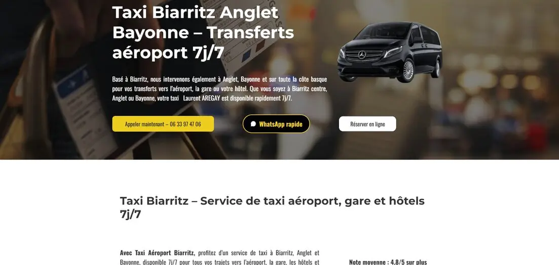 Taxi Biarritz – Service de taxi aéroport, gare et hôtels 7j/7